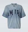 Amiri Blue Sunfaded Baseball Denim Shirt In Blue