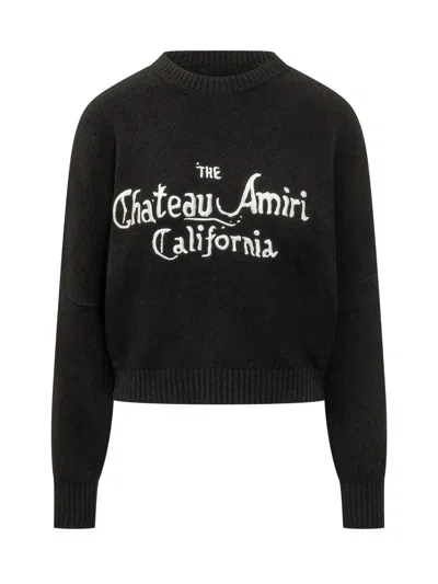 Amiri Sweater Giro Neck With Statement Print In Black