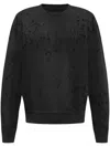 Amiri Crew Neck Sweatshirt With Destroyed Effect