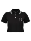 Amiri Ma Quad Short-sleeve Crop Polo Shirt In Black