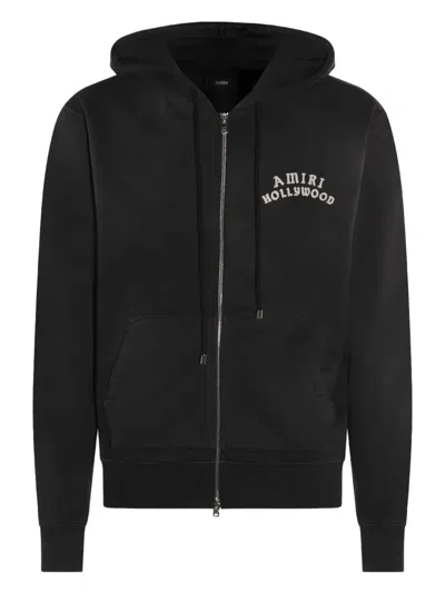 AMIRI HOLLYWOOD-EMBELLISHED ZIP-UP HOODIE
