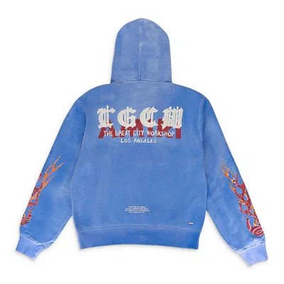 Amiri T. G.c. W. Flames Blue Hoodie