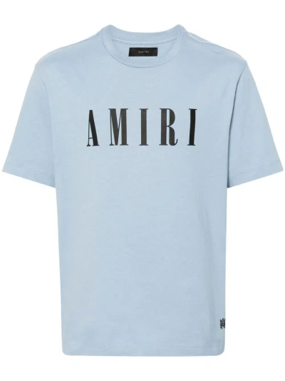 Amiri Logo Cotton T-shirt In Light Blue