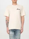 Amiri City Beige Crewneck T-shirt With Logo Detail On The Front And Maxi Logo Print On The Rear In Cotton  In Neutral