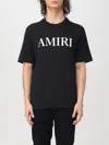 Amiri Black Crewneck T-shirt With Logo Lettering Print On The Front In Cotton Man In Black