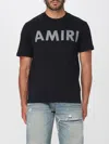 Amiri Black Crewneck T-shirt With Logo Lettering Print On The Front In Cotton Man In Black