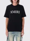 Amiri Men Black Crewneck T-shirt With Logo Lettering Print On The Front In Cotton Man In Black