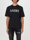 Amiri Black Crewneck T-shirt With Logo Lettering Print On The Front In Cotton Man In 黑色
