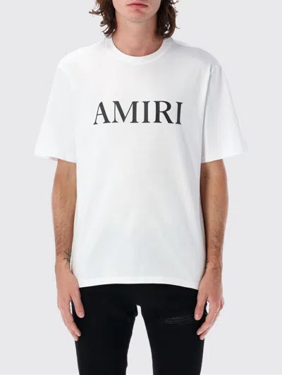 Amiri Cotton Crew Neck T-shirt With Contrasting Logo Detail In White