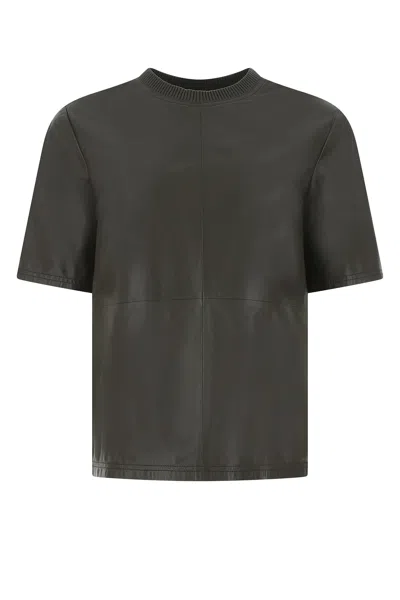 AMIRI DARK BROWN LEATHER T-SHIRT