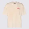 Amiri White Crewneck T-shirt With Logo Lettering On Front And Rear In Cotton Man In Pink