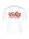 Amiri 'snake' White Crewneck T-shirt With Maxi Logo Print On The Front In White