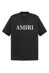 Amiri Black Crewneck T-shirt With Logo Lettering Print On The Front In Cotton Man In Black