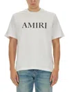 Amiri Oversized White T-shirt With Contrasting Logo Print In Cotton Man In Gray
