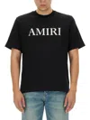 Amiri Black Crewneck T-shirt With Logo Lettering Print On The Front In Cotton Man