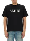 Amiri Black Crewneck T-shirt With Logo Lettering Print On The Front In Cotton Man