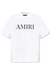 Amiri Cotton T-shirt With Front Logo Print In Bianco