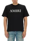 Amiri Black Crewneck T-shirt With Logo Lettering Print On The Front In Cotton Man In Black