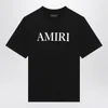 Amiri Black Crewneck T-shirt With Logo Lettering Print On The Front In Cotton Man In Black