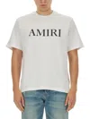 Amiri Cotton Crew Neck T-shirt With Contrasting Logo Detail In White