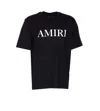 Amiri Black Crewneck T-shirt With Logo Lettering Print On The Front In Cotton Man In Black