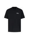 Amiri Black Crewneck T-shirt With Logo Patch On The Front And Maxi Logo Print On The Rear In Cotton Man
