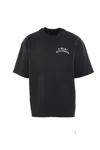 Amiri Black Crewneck T-shirt With Logo Lettering On Front And Rear In Blue