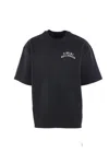 Amiri Black Crewneck T-shirt With Logo Lettering On Front And Rear In Blue