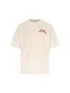 Amiri Pool Cue Beige Crewneck T-shirt With Logo Detail On The Front And Maxi Logo Print On The Rear In Cot In Neutral