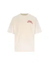 Amiri Pool Cue Beige Crewneck T-shirt With Logo Detail On The Front And Maxi Logo Print On The Rear In Cot In Neutral