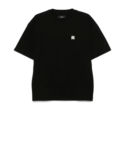 Amiri Black Crewneck T-shirt With Logo Embroidery On The Front In Cotton Man