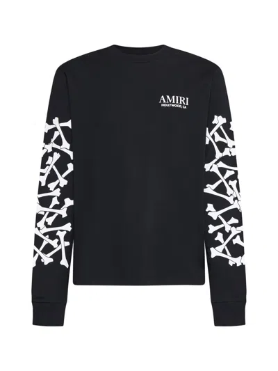Amiri Cotton Sweatshirt Featuring Bone Print In Black