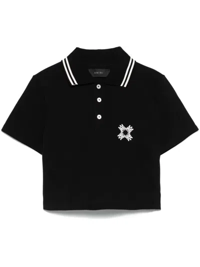 Amiri Ma Quad Short-sleeve Crop Polo Shirt In Black