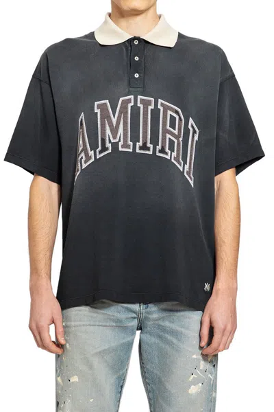 Amiri Logo-appliquéd Cotton-jersey Trimmed Cotton-piqué Polo Shirt In Black