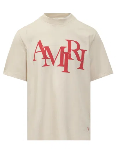 Amiri T-shirts In Neutrals/red