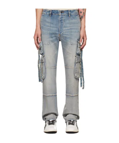 Amiri Slim Straight Tactical Cargo Jeans 32 In Blue