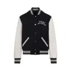 Amiri Tailored Black Wool Blend Varsity Jacket With Embroidered Details In Black