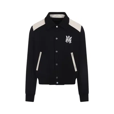 Amiri Tailored Wool And Leather Jacket With Zippered Pockets In Black