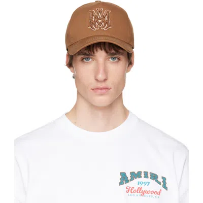 Amiri Tan Crystal Ma Outline Canvas Hat In Coffee