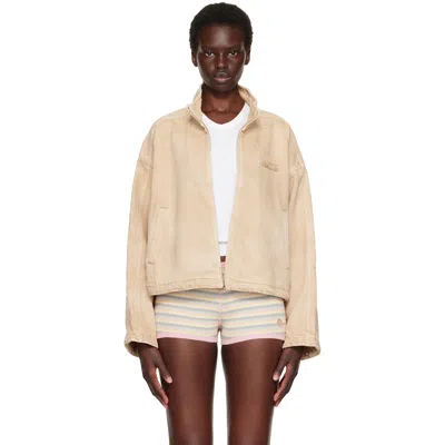 Amiri Tan Denim Track Jacket In Sand