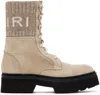 Amiri Logo-jacquard Suede Boots In Tan