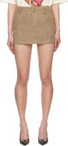 Amiri Tan 'ma' Quad Suede Miniskirt In Camel