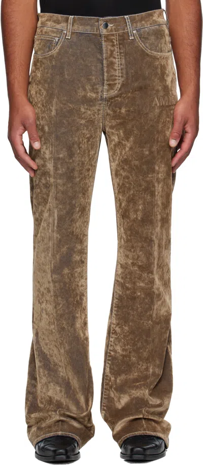 Amiri Tan Velvet Flare Jeans In Brown