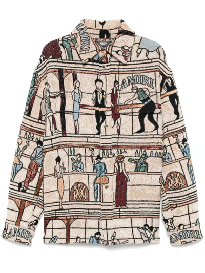 Amiri Tapestry Overshirt In Beige