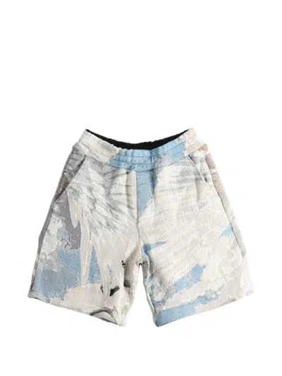 Amiri Tapestry-print Drawstring Shorts In Blue