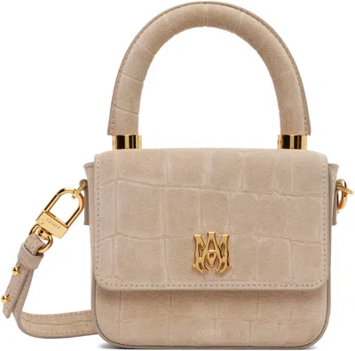 Amiri Taupe Croc Suede Micro Ma Bag In Brown
