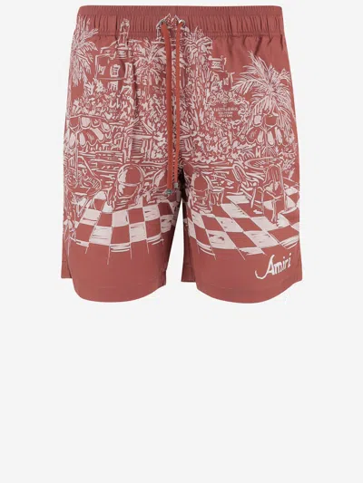 Amiri Terracotta Polyester Swimsuit In Brown