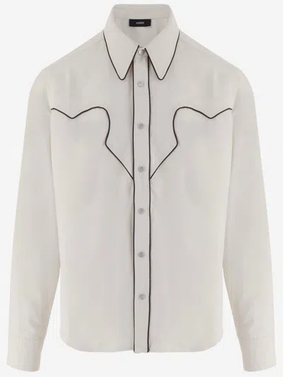 Amiri White Technical Jersey Pointed Collar Casual Shirt