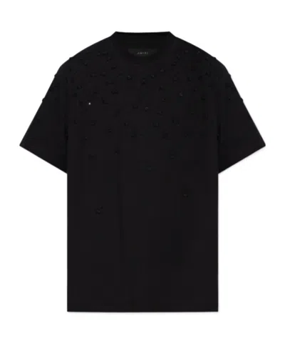 Amiri Textured Cotton T-shirt In Black
