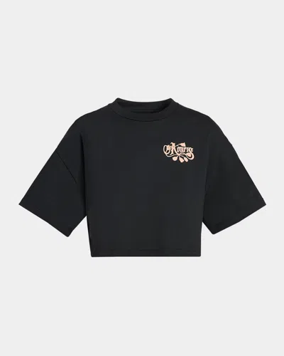 Amiri The S Print Short-sleeve Crop T-shirt In Black